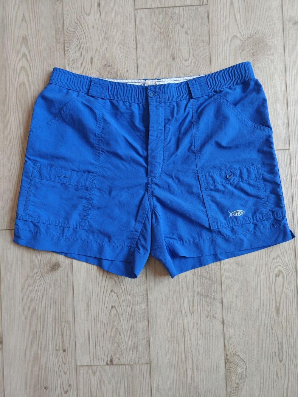 Vintage AFTCO Cargo Fishing Shorts Men Sz 40 Blue Performance Nylon Made in USA